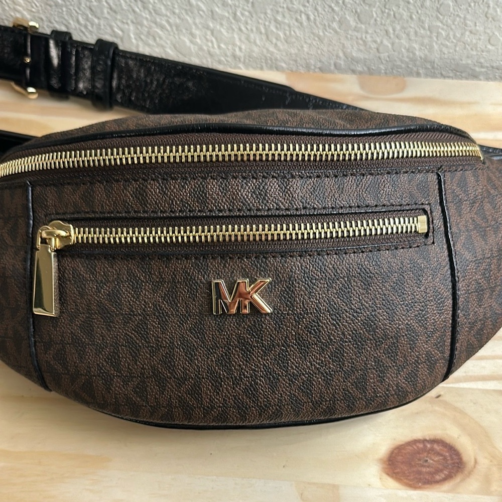 Michael Kors Brown and Gold Fanny/Sling Pack